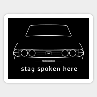 Triumph Stag 1970s British classic car "stag spoken here" white Sticker